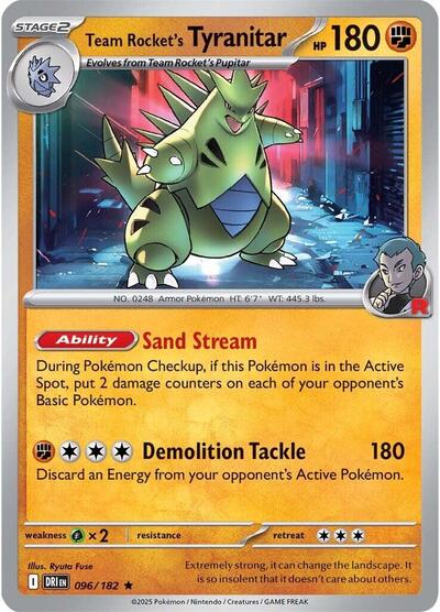 Team Rocket's Tyranitar (SV10: Destined Rivals) Near Mint Reverse Holofoil - Nick Nack's Full Frontal Attack