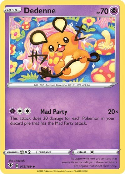Dedenne (SWSH03: Darkness Ablaze) Near Mint - Nick Nack's Full Frontal Attack