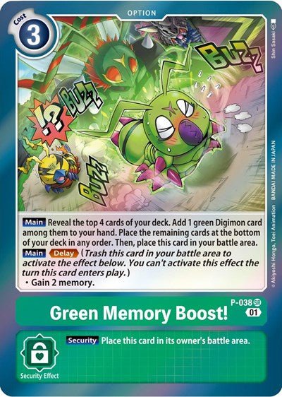 Green Memory Boost! (Digimon Promotion Cards) Near Mint Foil - Nick Nack's Full Frontal Attack