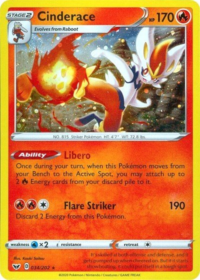Cinderace - 034/202 (Cosmos Holo) (Miscellaneous Cards & Products) Near Mint Holofoil - Nick Nack's Full Frontal Attack
