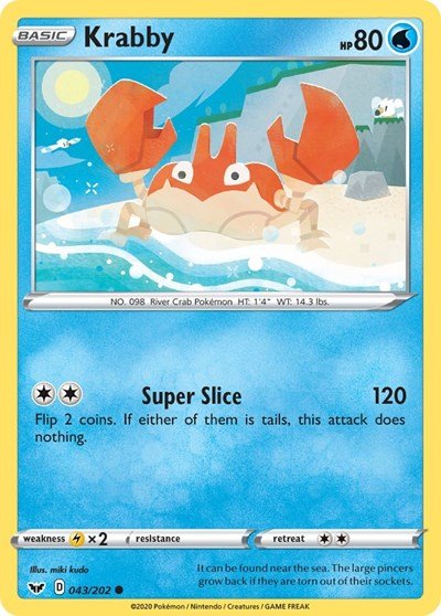 Krabby (043) (SWSH01: Sword & Shield Base Set) Near Mint - Nick Nack's Full Frontal Attack