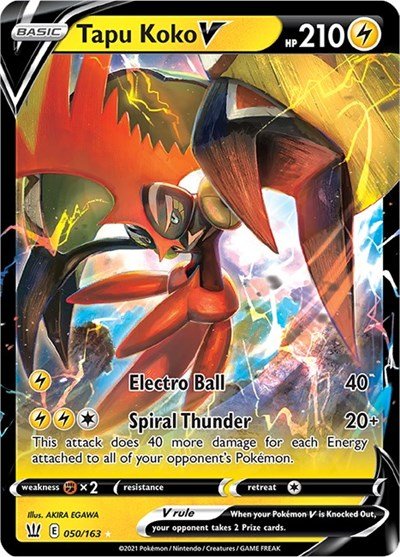 Tapu Koko V (SWSH05: Battle Styles) Near Mint Holofoil - Nick Nack's Full Frontal Attack