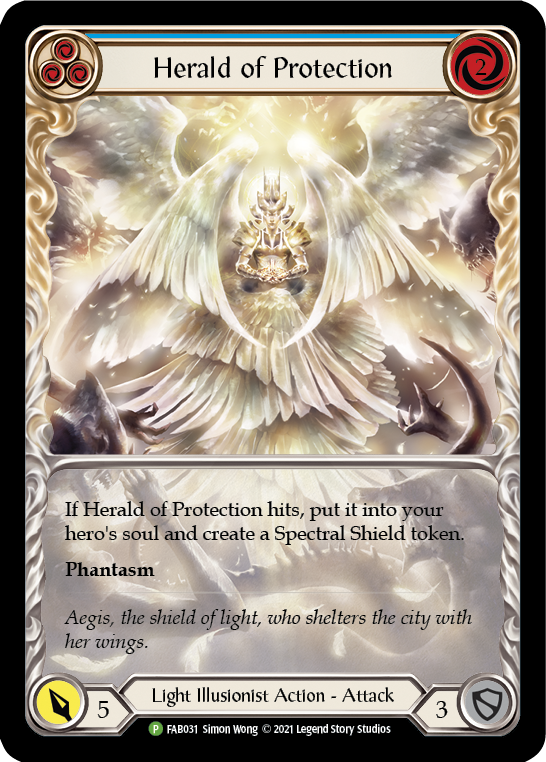 Herald of Protection (Blue Extended Art) [FAB031] (Promo)  Rainbow Foil