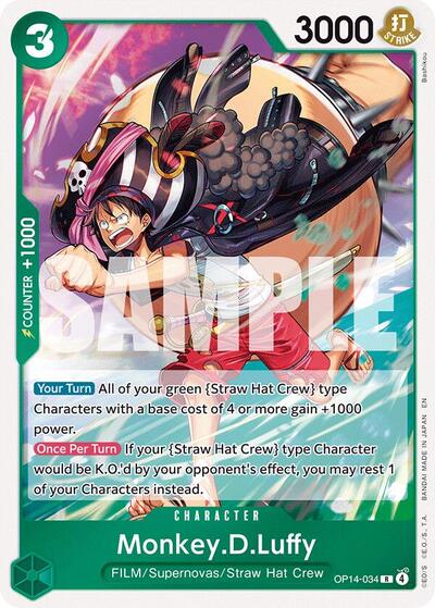 Monkey.D.Luffy OP14 - 34 (The Azure Sea's Seven) Near Mint Foil - Nick Nack's Full Frontal Attack