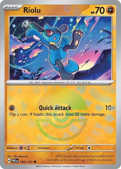 Riolu (Poke Ball Pattern) (SV: Prismatic Evolutions) Near Mint Holofoil - Nick Nack's Full Frontal Attack