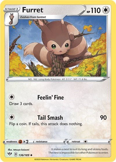 Furret (SWSH03: Darkness Ablaze) Near Mint - Nick Nack's Full Frontal Attack