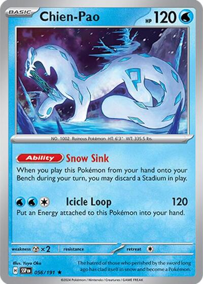 Chien - Pao (SV08: Surging Sparks) Near Mint Holofoil - Nick Nack's Full Frontal Attack