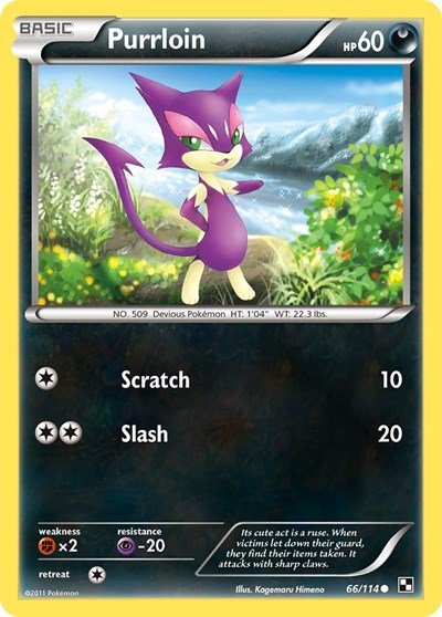 Purrloin (Black and White) Medium Play Reverse Holofoil - Nick Nack's Full Frontal Attack