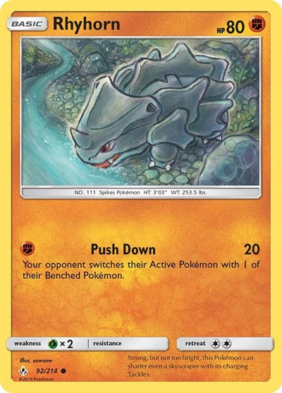 Rhyhorn (92) (SM - Unbroken Bonds) Near Mint