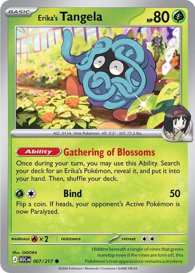 Erika's Tangela - 007 (ME: Ascended Heroes) Near Mint - Nick Nack's Full Frontal Attack