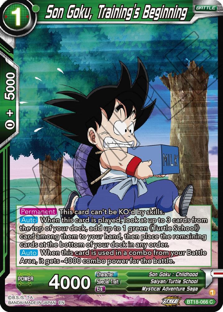 Son Goku, le début de l'entraînement (BT18-066) [Dawn of the Z-Legends] 