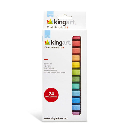 KINGART® Studio Colored Square Chalk Pastels, Set of 24 Unique Colors