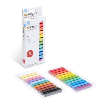 KINGART® Studio Colored Square Chalk Pastels, Set of 24 Unique Colors
