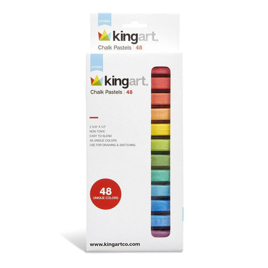 KINGART® Studio Colored Square Chalk Pastels, Set of 48 Unique Colors