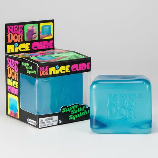 IN STOCK NOW: Schylling Nee-Doh Nice Cube Super Solid Squish: Blue Cube - Nick Nack's Full Frontal Attack