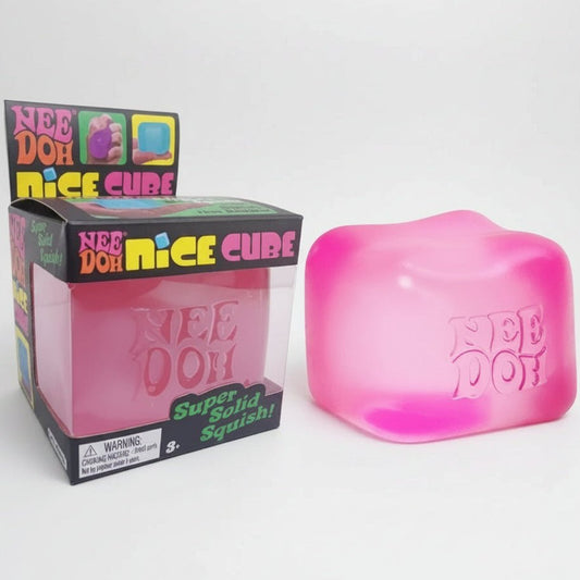 IN STOCK NOW: Schylling Nee-Doh Nice Cube Super Solid Squish: Pink Cube - Nick Nack's Full Frontal Attack