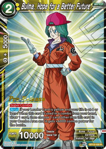 Bulma, Hope for a Better Future (BT13-105) [Supreme Rivalry Prerelease Promos]