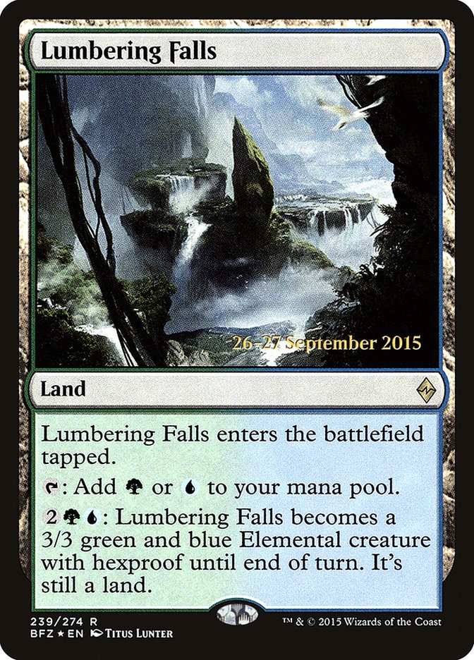 Lumbering Falls  (Prerelease) [Battle for Zendikar Prerelease Promos]