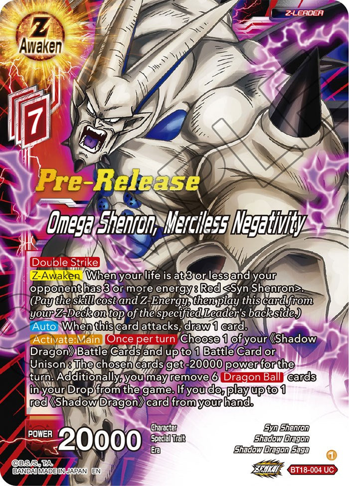 Omega Shenron, Impitoyable Négativité (BT18-004) [Dawn of the Z-Legends Prerelease Promos] 