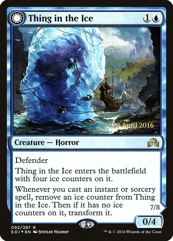 Thing in the Ice // Awoken Horror (Prerelease) [Shadows over Innistrad Prerelease Promos]