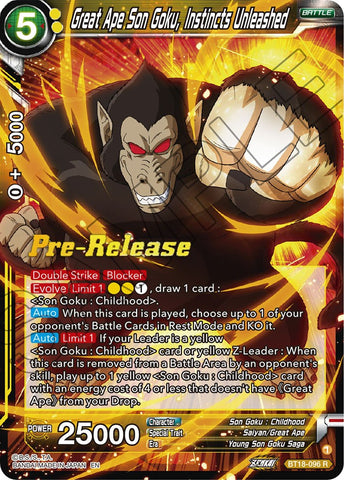 Great Ape Son Goku, Instincts Unleashed (BT18-096) [Dawn of the Z-Legends Prerelease Promos]