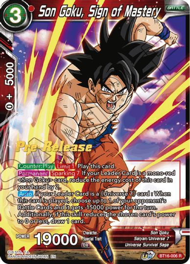 Son Goku, Sign of Mastery (BT16-006) [Promociones preliminares de Realm of the Gods] 