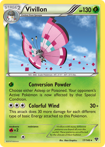 Vivillon (17/146) (Forme de prairie/Ailes roses) [XY : Ensemble de base] 