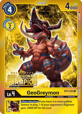 GeoGreymon [BT2-035] (2023 Regionals Champion) [Release Special Booster Promos]