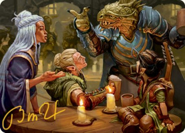 Vous vous rencontrez dans une taverne Art Card (Signature dorée) [Donjons &amp; Dragons : Aventures dans la série artistique des Royaumes Oubliés] 