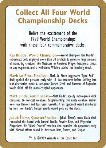 Anuncio del Campeonato Mundial de 1999 [Barajas del Campeonato Mundial de 1999] 