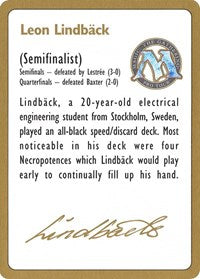 1996 Leon Lindback Biography Card [Ponts de championnat du monde] 