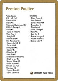 1996 Carte de liste de deck de Preston Poulter [Decks du championnat du monde] 