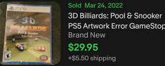3D Billiards Pool & Snooker [GameStop Misprint] - Playstation 5