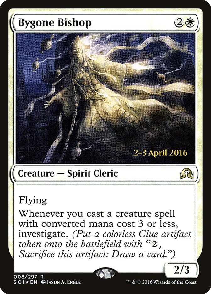 Bygone Bishop (Prerelease) [Shadows over Innistrad Prerelease Promos]