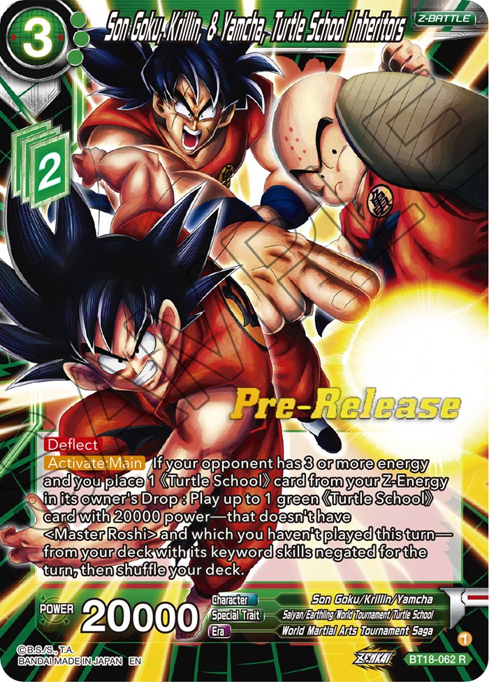 Son Goku, Krillin y Yamcha, Herederos de Turtle School (BT18-062) [Promociones preliminares de Dawn of the Z-Legends] 