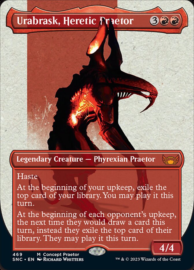 Urabrask, Heretic Praetor (Borderless Concept Praetors Step-and-Compleat Foil) [Phyrexia: All Will Be One]