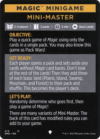 Mini-Master (Magic Minigame) [Commander Legends: Battle for Baldur's Gate Minigame]