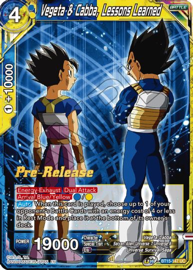 Vegeta y Cabba, lecciones aprendidas (BT15-147) [Promociones de presentación de Saiyan Showdown] 