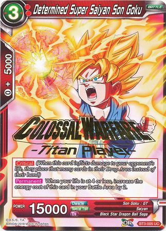 Determined Super Saiyan Son Goku (Titan Player Stamped) [BT3-005]