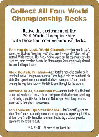 Anuncio del Campeonato Mundial 2001 [Barajas del Campeonato Mundial 2001] 