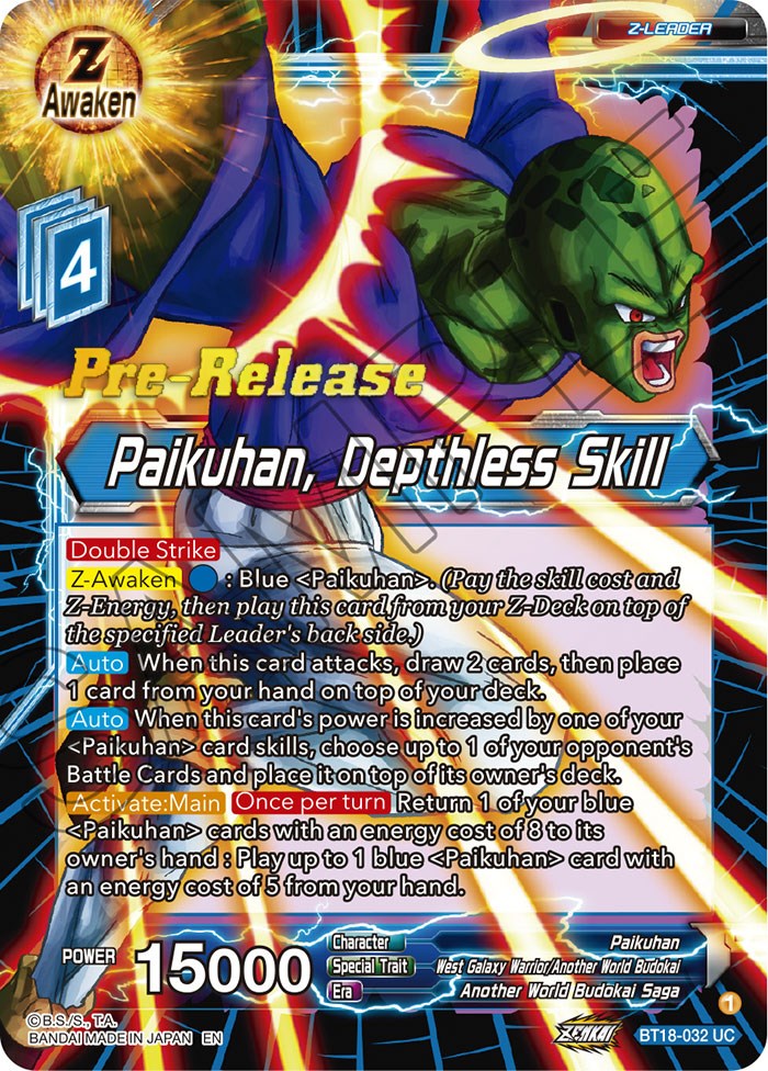 Paikuhan, Habilidad sin profundidad (BT18-032) [Promociones preliminares de Dawn of the Z-Legends] 