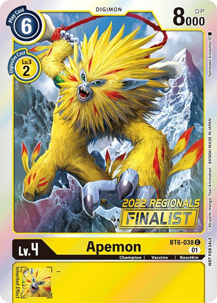 Apemon [BT6-038] (2022 Championship Online Regional) (Online Finalist) [Double Diamond Promos]