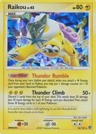 Raikou (16/132) (Cracked Ice Holo) [Diamond &amp; Pearl: Secret Wonders] 