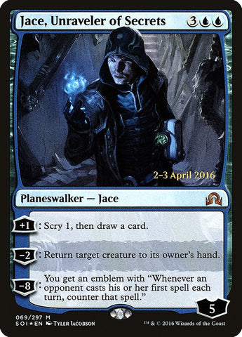 Jace, desentrañador de secretos (Prelanzamiento) [Shadows over Innistrad Prerelease Promos] 