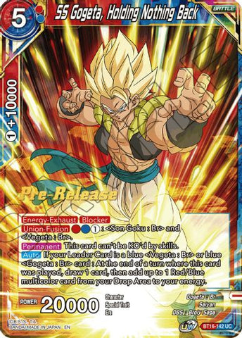 SS Gogeta, Holding Nothing Back (BT16-142) [Realm of the Gods Prerelease Promos]