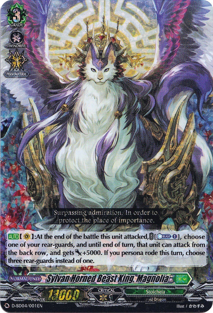 Sylvan Horned Beast King, Magnolia (Parallel Foil) (D-SD04/001EN) [Megumi Okura: Sylvan King]