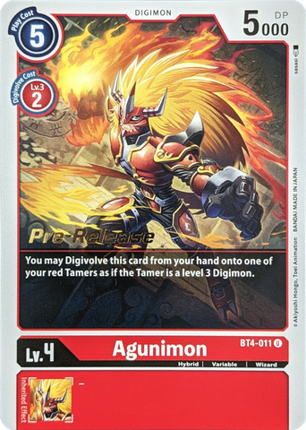 Agunimon [BT4-011] [Promotions de pré-sortie Great Legend] 