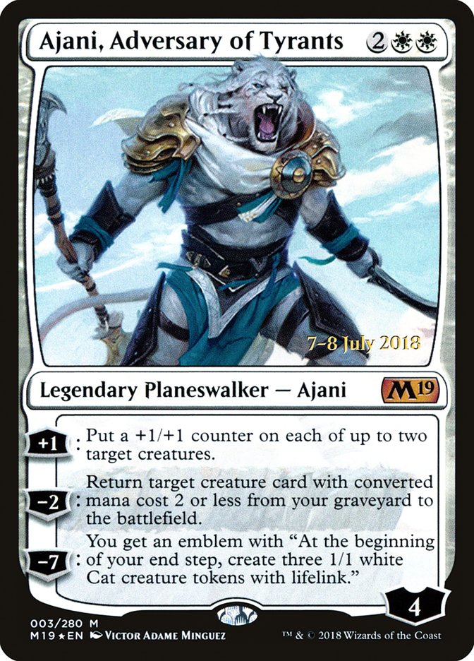 Ajani, Adversary of Tyrants  (Prerelease) [Core Set 2019 Prerelease Promos]