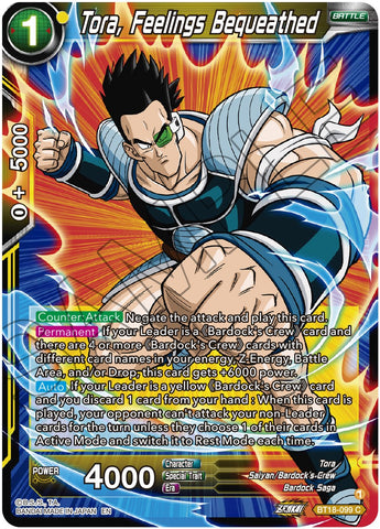 Tora, Feelings Bequeathed (BT18-099) [Dawn of the Z-Legends]