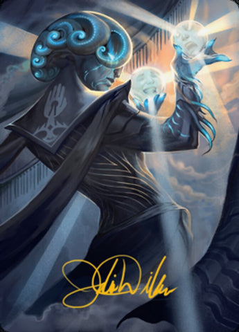 Queza, Augur of Agonies Art Card (Signature dorée) [Streets of New Capenna Art Series] 